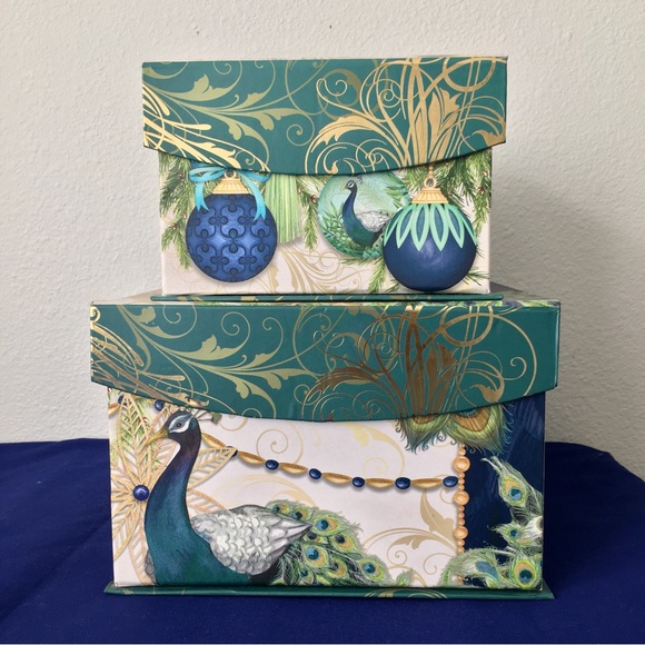 Decorative Peacock Storage Box Set - Picture 1 of 16